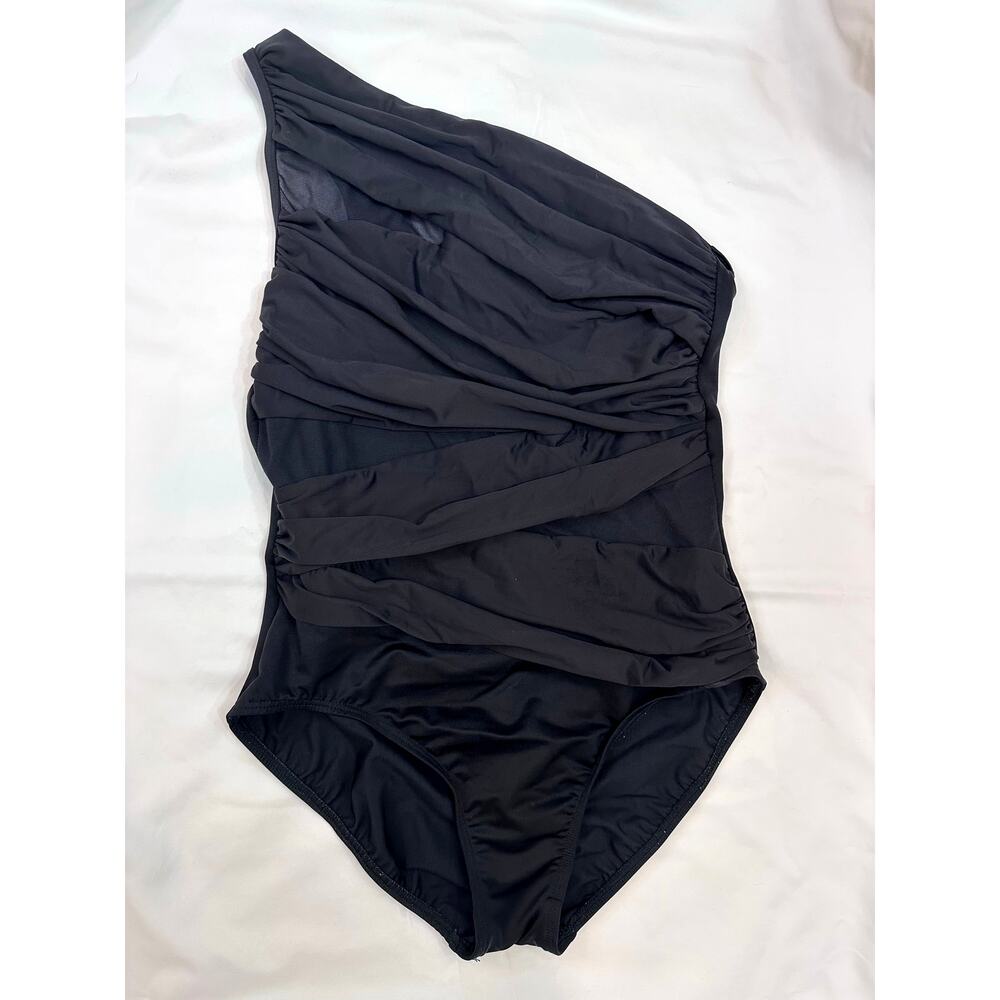 Miraclesuit‎ Jena One Shoulder One Piece Mesh Swimsuit | Black | SZ 16 - Picture 3 of 9